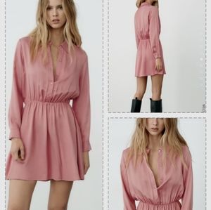 NWOT- Zara Satin Effect Shirt Dress